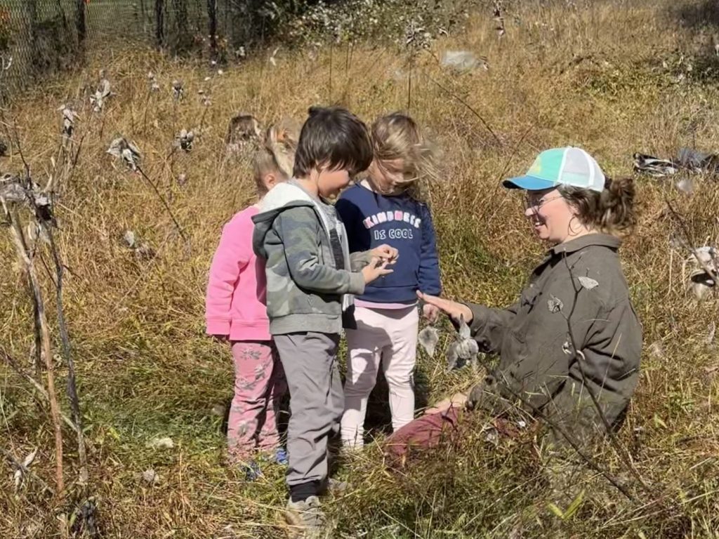 Maggie and milkweed and kids Maggie and milkweed and kids